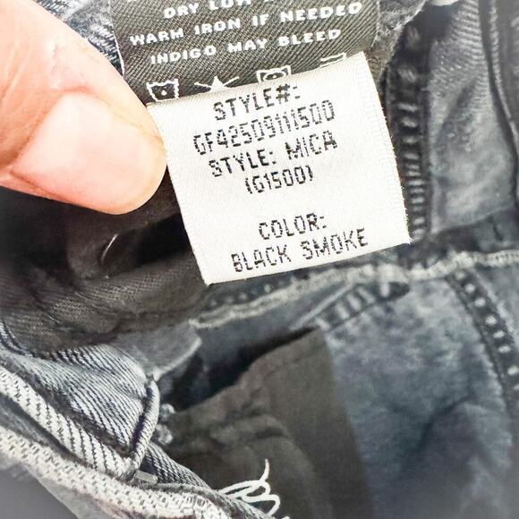 GRLFRND Mica Button Fly Black Smoke Charcoal Denim Jean Straight Raw Hem Size 24 - Picture 8 of 9